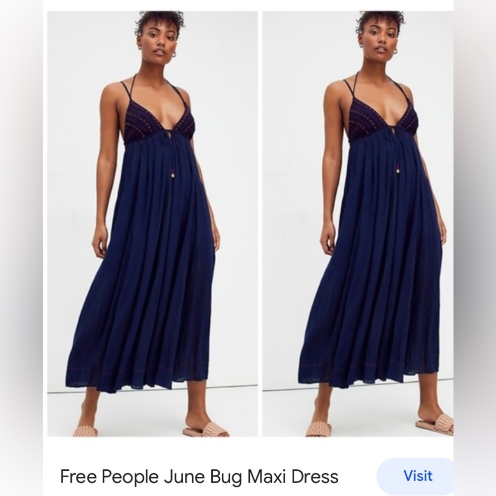 Navy blue embroidered maxi dress brand new